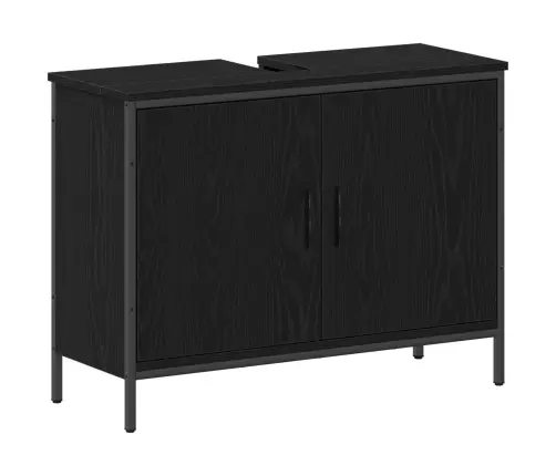 4 Daļu Vannasistabas Mēbeļu Komplekts Melnā Ozola Inženierijas Kokā Vidaxl