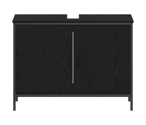 4 Daļu Vannasistabas Mēbeļu Komplekts Melnā Ozola Inženierijas Kokā Vidaxl