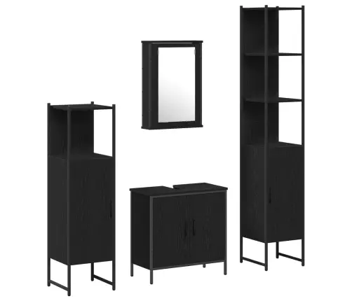 4 Daļu Vannasistabas Mēbeļu Komplekts Melnā Ozolā Ar Inženierijas Koku Vidaxl