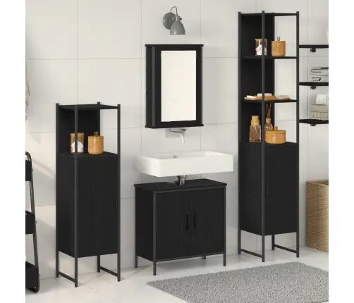 4 Daļu Vannasistabas Mēbeļu Komplekts Melnā Ozolā Ar Inženierijas Koku Vidaxl