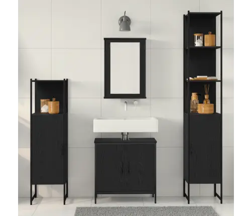 4 Daļu Vannasistabas Mēbeļu Komplekts Melnā Ozolā Ar Inženierijas Koku Vidaxl