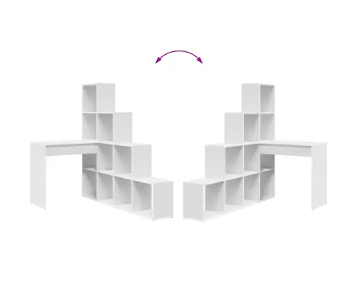 Stūra Rakstāmgalds Ar Plauktu Ar Uzglabāšanu Balts Standarta Vidaxl