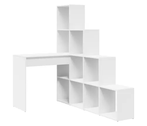 Stūra Rakstāmgalds Ar Plauktu Ar Uzglabāšanu Balts Standarta Vidaxl