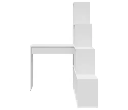 Stūra Rakstāmgalds Ar Plauktu Ar Uzglabāšanu Balts Standarta Vidaxl