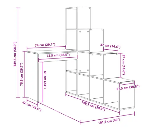 Stūra Rakstāmgalds Amatnieku Ozola 101.5 X 149.5 X 149.5 Cm Vidaxl