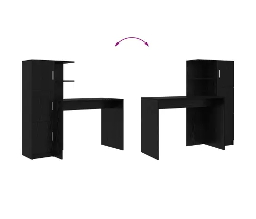 Galds Ar Uzglabāšanu 2 Pcs Melns Ozols 102 X 50 X 124 Cm Vidaxl