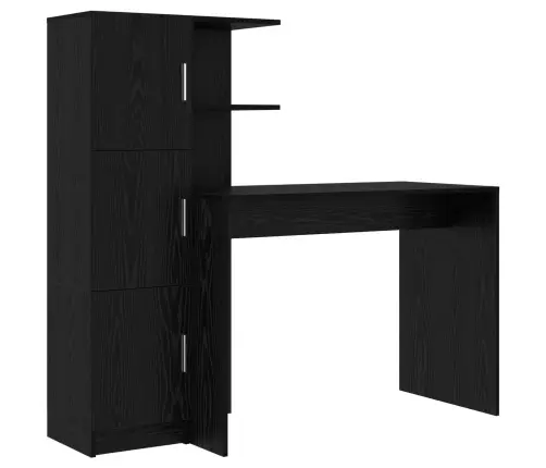 Galds Ar Uzglabāšanu 2 Pcs Melns Ozols 102 X 50 X 124 Cm Vidaxl