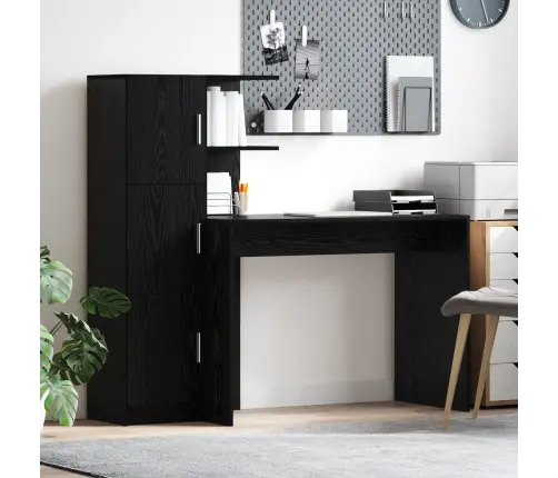 Galds Ar Uzglabāšanu 2 Pcs Melns Ozols 102 X 50 X 124 Cm Vidaxl