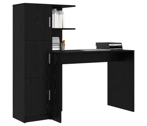 Galds Ar Uzglabāšanu 2 Pcs Melns Ozols 102 X 50 X 124 Cm Vidaxl