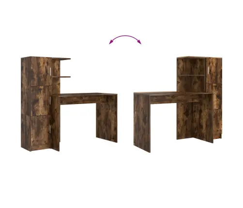 Galds Ar Uzglabāšanu 2 Pcs Dūmaka Ozols 102 X 50 X 124 Cm Vidaxl