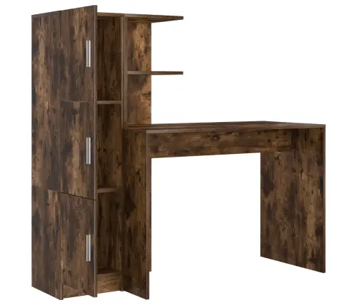 Galds Ar Uzglabāšanu 2 Pcs Dūmaka Ozols 102 X 50 X 124 Cm Vidaxl