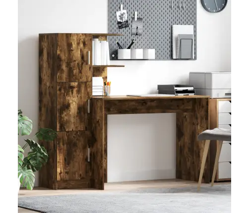 Galds Ar Uzglabāšanu 2 Pcs Dūmaka Ozols 102 X 50 X 124 Cm Vidaxl