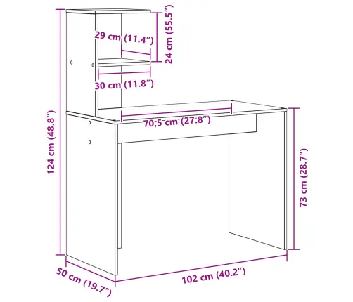Galds Ar Uzglabāšanu 2 Pcs Dūmaka Ozols 102 X 50 X 124 Cm Vidaxl