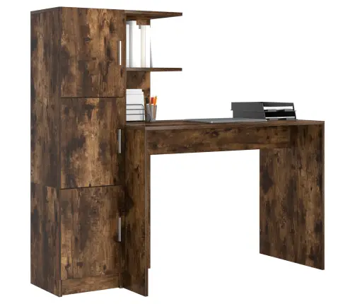 Galds Ar Uzglabāšanu 2 Pcs Dūmaka Ozols 102 X 50 X 124 Cm Vidaxl