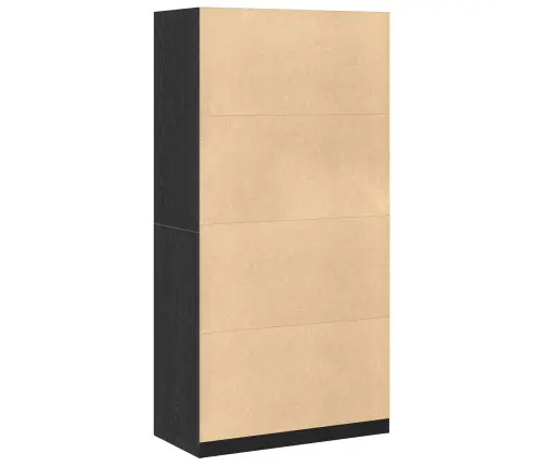 Melna Ozola Drēbju Skapis - 100 X 50 X 200 Cm, Izgatavots No Inženierijas Koka. Vidaxl