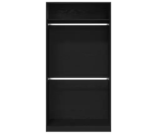 Melna Ozola Drēbju Skapis - 100 X 50 X 200 Cm, Izgatavots No Inženierijas Koka. Vidaxl