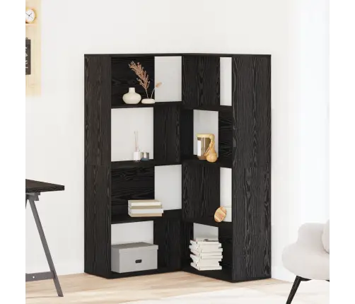 Stūra Skapjis Melns Ozols 140X30X140 Cm Inženierijas Koks Vidaxl