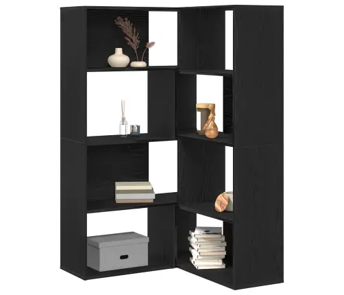 Stūra Skapjis Melns Ozols 140X30X140 Cm Inženierijas Koks Vidaxl