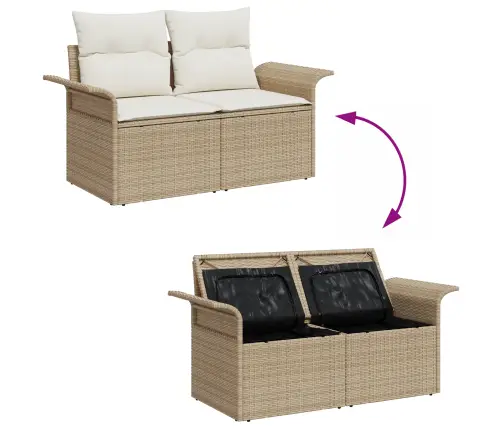 9 Gabalu Dārzā Dīvānu Komplekts Ar Spilveniem Brūnā Poli Rattanā Vidaxl