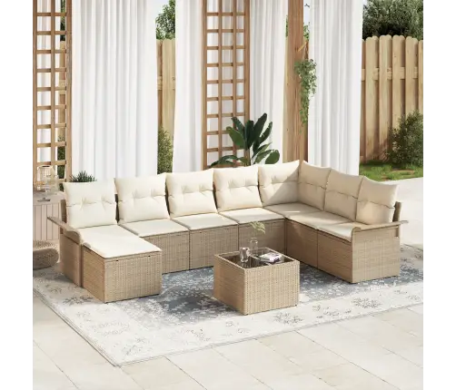 9 Gabalu Dārzā Dīvānu Komplekts Ar Spilveniem Brūnā Poli Rattanā Vidaxl