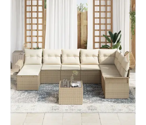 9 Gabalu Dārzā Dīvānu Komplekts Ar Spilveniem Brūnā Poli Rattanā Vidaxl