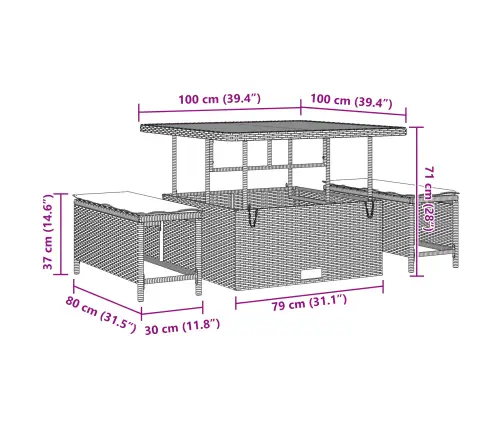 Sodo Sofų Rinkinys Su Pagalve 8 Pcs Juoda