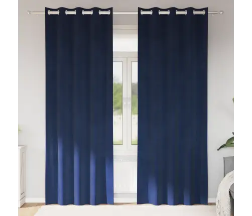 Melni Aizkari Ar Acīm 2 Gabali Tumši Zils Samts Vidaxl