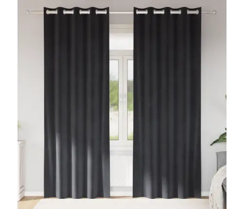 Melni Aizkari Ar Acs Caurumiem 2 Gabali Tumši Pelēks Samts Vidaxl