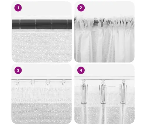 Lina Kardin Kardinatega Lilled Valge 100 X 150 Cm Polüester