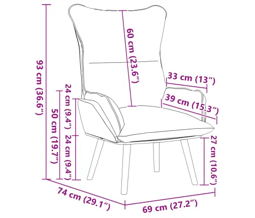 Relaksējošs Krēsls Mākoņu Pelēks 69 X 74 X 93 Cm Audums Vidaxl