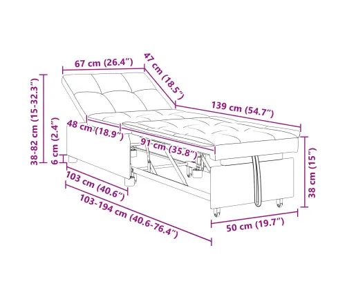 3-In-1 Dīvāns-Gulta Pelēkā Krāsā Vidaxl