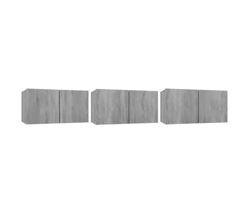 Pakabinamos Tv Spintelės, 3Vnt., Pilkos, 60X30X30cm Mediena