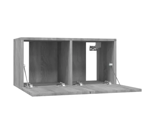 Pakabinamos Tv Spintelės, 3Vnt., Pilkos, 60X30X30cm Mediena