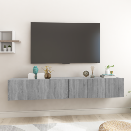 Pakabinamos Tv Spintelės, 3Vnt., Pilkos, 60X30X30cm Mediena