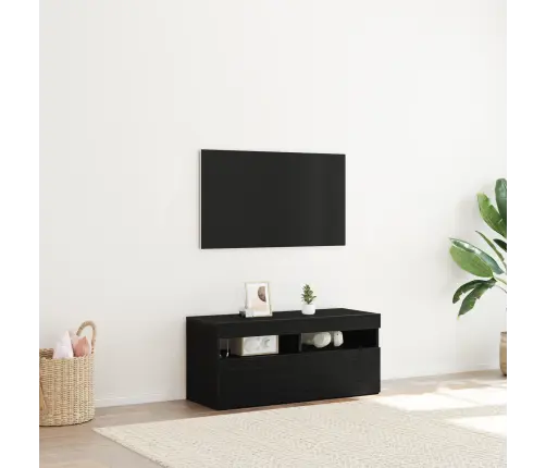 Telerikapp Led -Ribatuledega Must 90 X 35 X 40 Cm Tehispuit