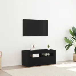 Televizora Skapīša Melna 90 X 35 X 40 Cm Inženierijas Koks Vidaxl