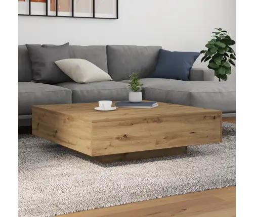 Kafijas Galds Ar Led Gaismas Artisan Ozols 100X100X31 Cm Vidaxl
