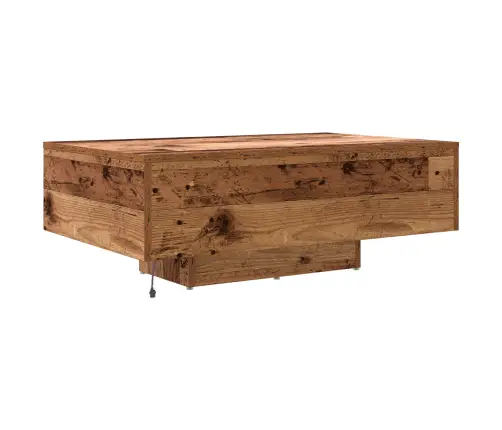 Kafijas Galdiņš Ar Led Gaismām, Vecs Koks, 85X55X31 Cm Vidaxl