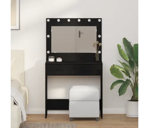 Tualetes Galdiņš Ar Led Gaismām, Melns, 78,5X41X135 Cm Vidaxl
