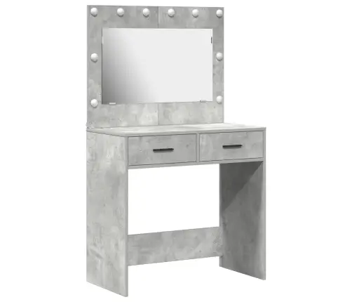 Kosmetikas Galds Ar Led Gaismām Betonā Pelēks 78,5X41X135 Cm Vidaxl
