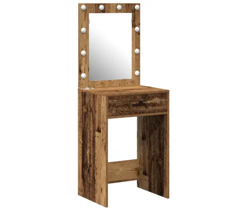 Kosmētikas Galdiņš Ar Led Gaismām Vecs Koks 50X41X135 Cm Vidaxl