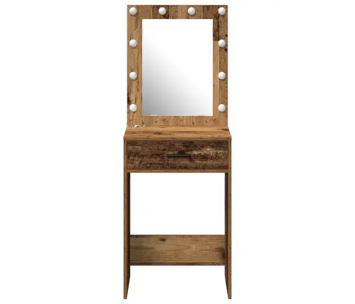 Kosmētikas Galdiņš Ar Led Gaismām Vecs Koks 50X41X135 Cm Vidaxl