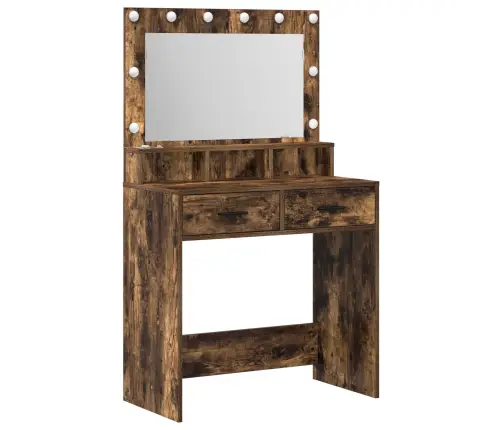 Tualetes Galdiņš Ar Led Gaismām Dūmota Ozola 79X41X135 Cm Vidaxl