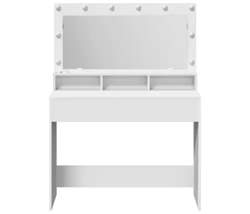 Balts Tualetes Galds Ar Led Gaismām - 100X41X135 Cm Vidaxl