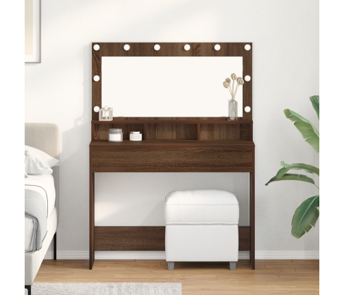 Tualetes Galdiņš Ar Led Gaismām, Brūna Ozola, 100X41X135 Cm Vidaxl