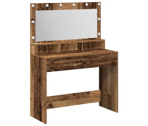 Tualetes Galdiņš Ar Led Gaismām - Vintage Koks - 100X41X135 Cm Vidaxl