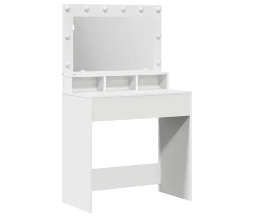 Meitene Vai Sievietes Trauku Galds Ar Led Gaismām, Balts, 79X41X135 Cm Vidaxl