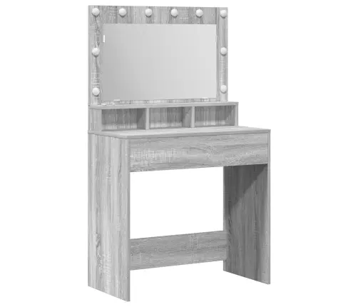 Tualetes Galdiņš Ar Led Gaismām, Pelēks Sonoma 79X41X135 Cm Vidaxl