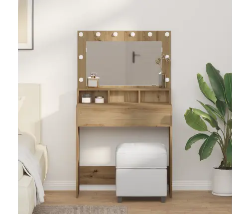 Kosmētikas Galds Ar Led Gaismām, Artisan Oak, 79X41X135 Cm Vidaxl