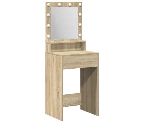 Grima Galds Ar Led Gaismām Sonoma Ozolā, 50X41X135 Cm Vidaxl